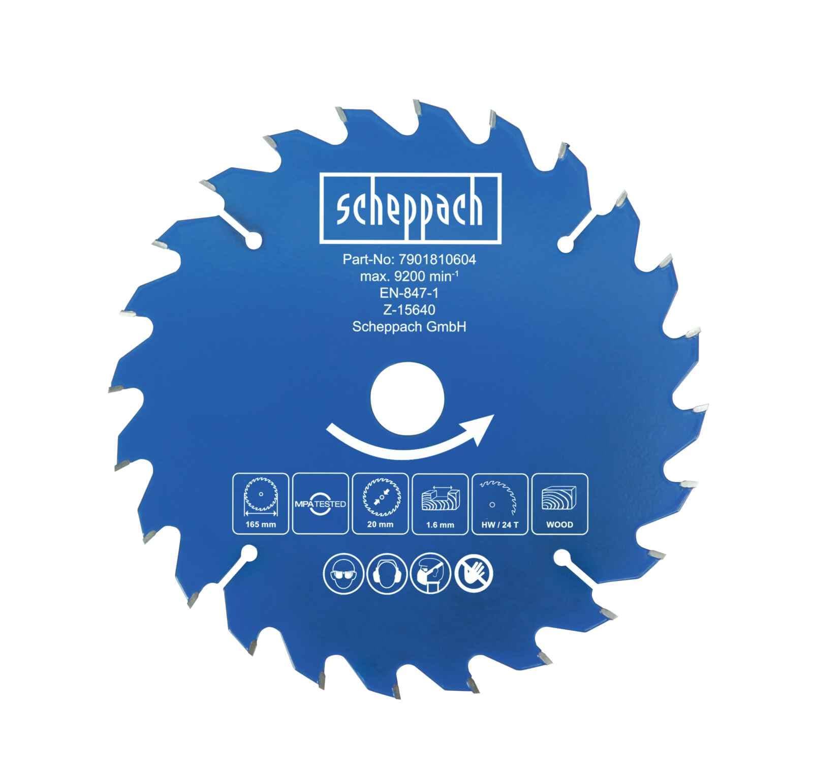 Disco Sierra Circular 6-1/2"" 24 Dientes Madera Scheppach — detalle