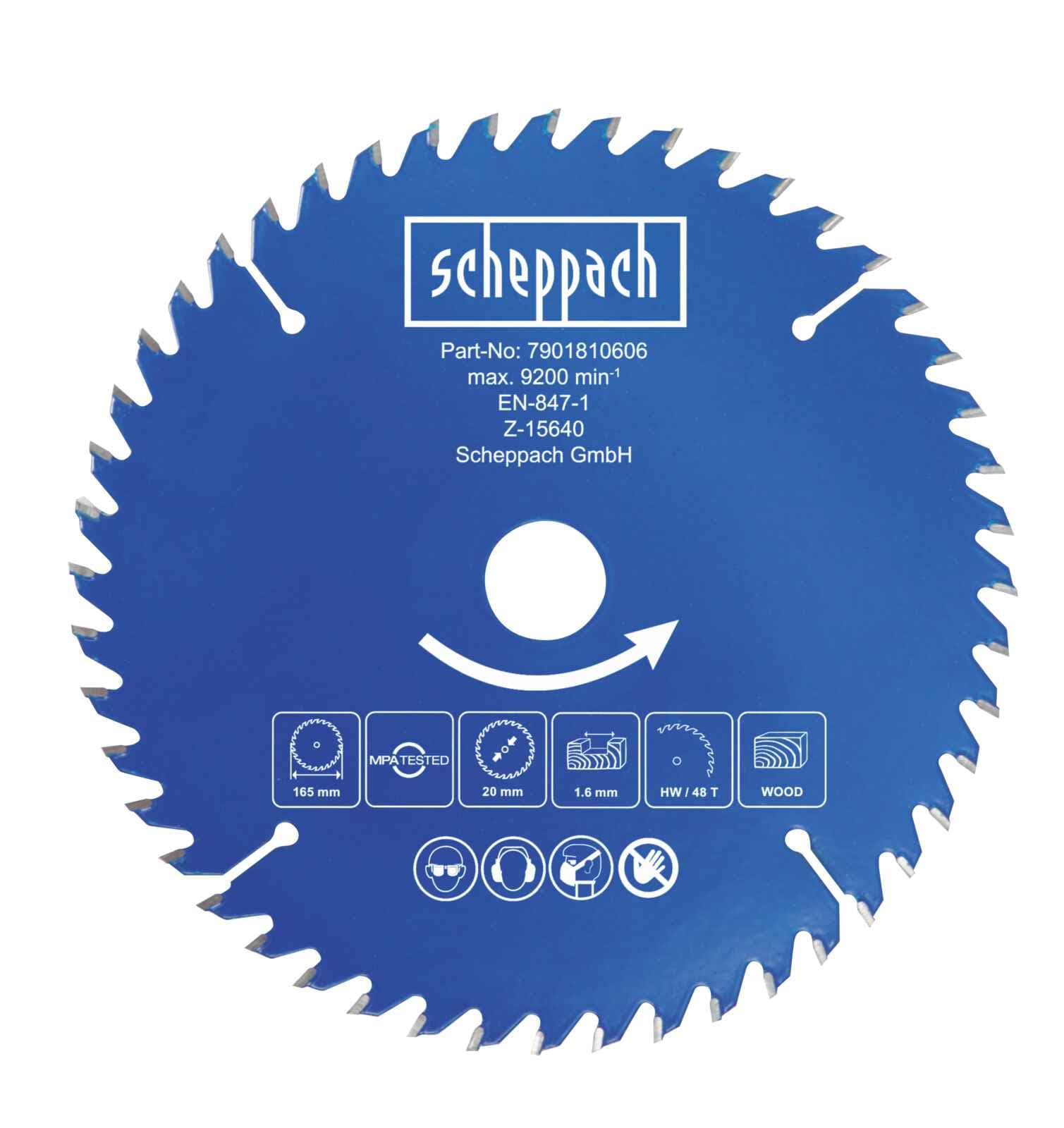 Disco Sierra Circular 6 1/2" 48 Dientes para Madera Scheppach — detalle