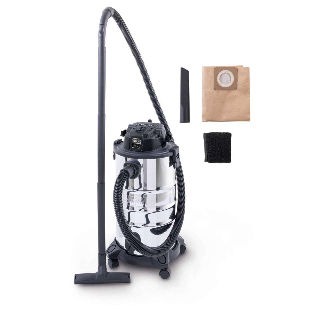 Aspiradora Seco y Húmedo 1200W Tanque 30L Scheppach Black Edition — vista lateral