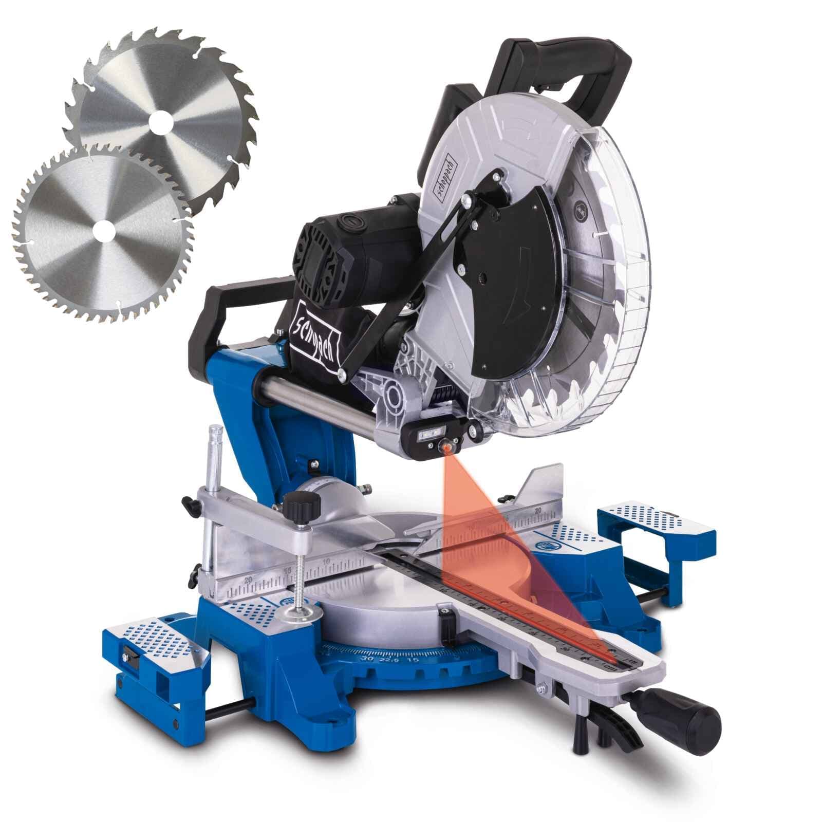 Ingleteadora Telescópica Dual 12" 2000W Scheppach - Zero Clearance, 2 Discos — vista frontal