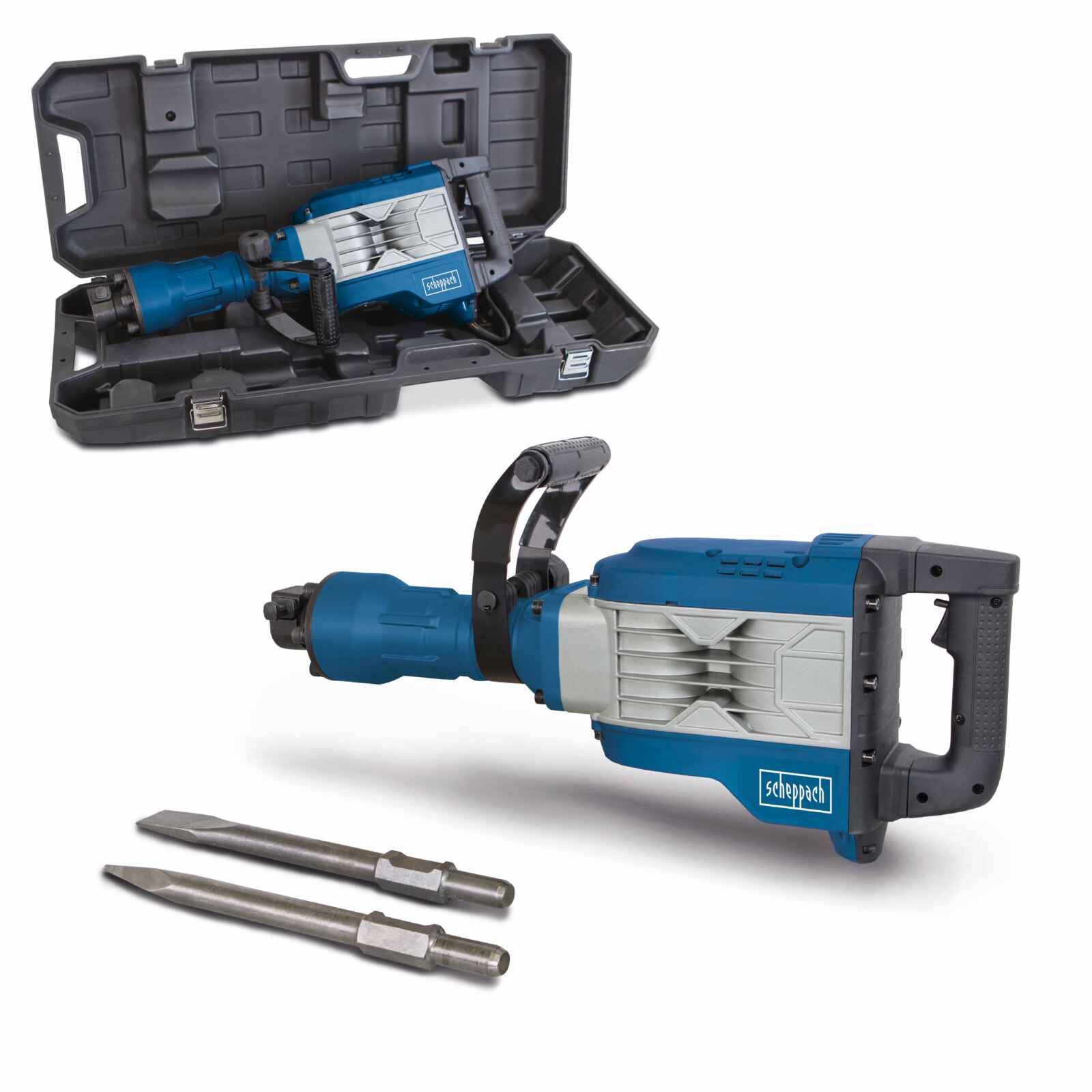 Martillo Demoledor 1900W 60J Scheppach - Kango Eléctrico + 2 Cinceles — vista frontal